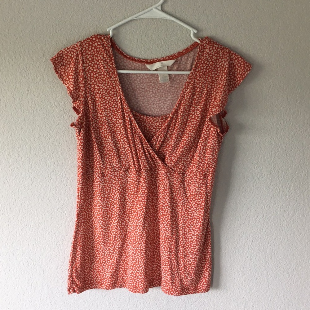 H&M Red Floral Pattern Top